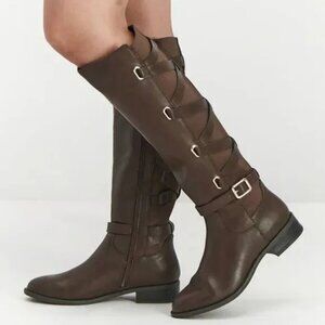 90$ Thalia Sodi Veronika Over-The-Knee Wide Calf Riding Boots Size 8.5 US Brown